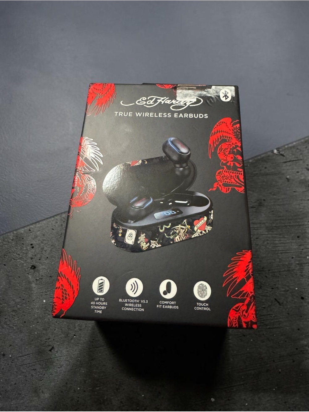 Ed Hardy Black True Wireless Earbuds